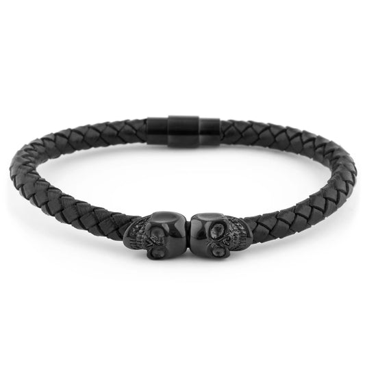 Pulseira Klav Skull Black - Couro